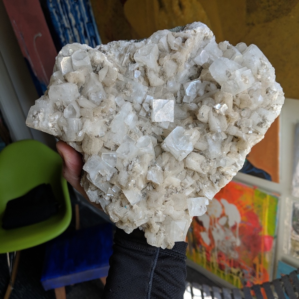 Apophyllite, huge field of sparkly raw crystals